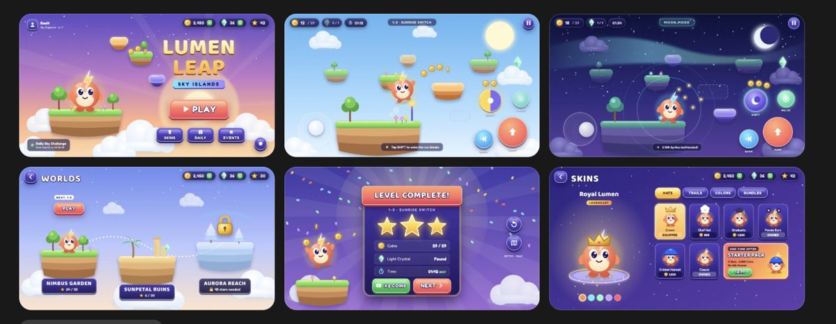 Lumen Leap 3D: Sky Islands — floating islands, worlds and skins